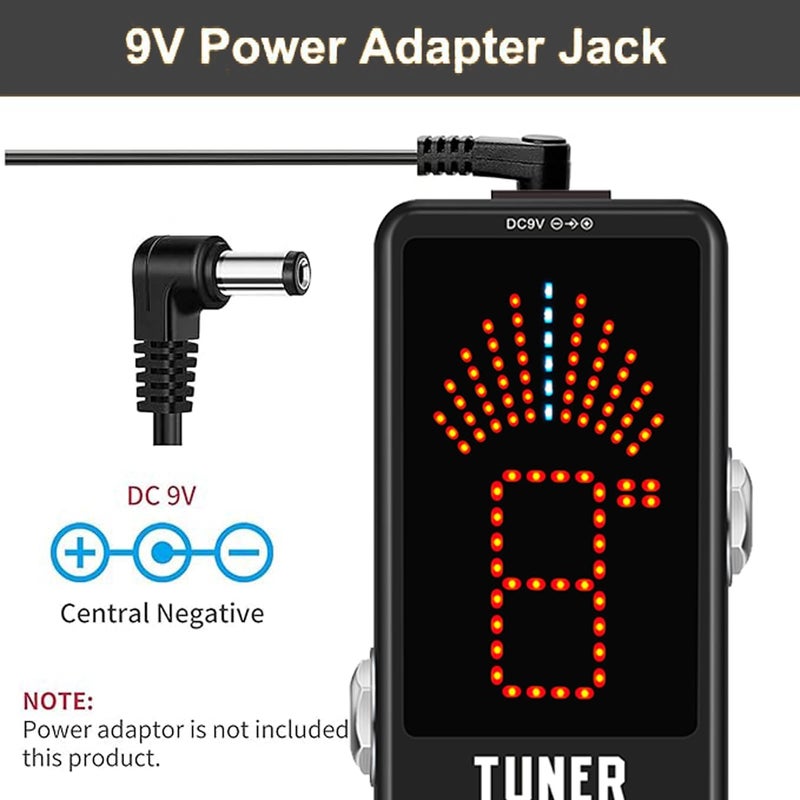 Hafair Deluxe Chromatic Tuner Pedal,Large Screen High Precision ±0.1% Accuracy,Display Leads Clear Results of Tuning for Electric Guitar and Bass - Image 5
